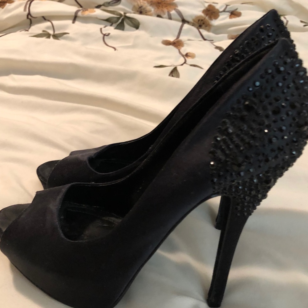 Black sequined stilettos.